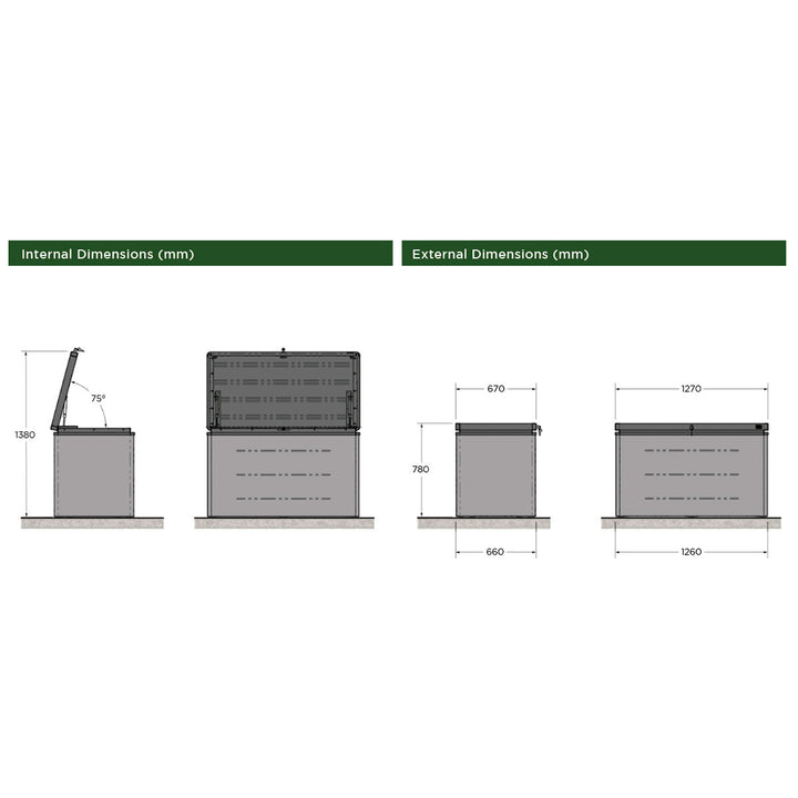 Stone Garden 4ft 2" x 2ft 2" (1.27 x 0.67m) 600 Litre Deck Box in Green