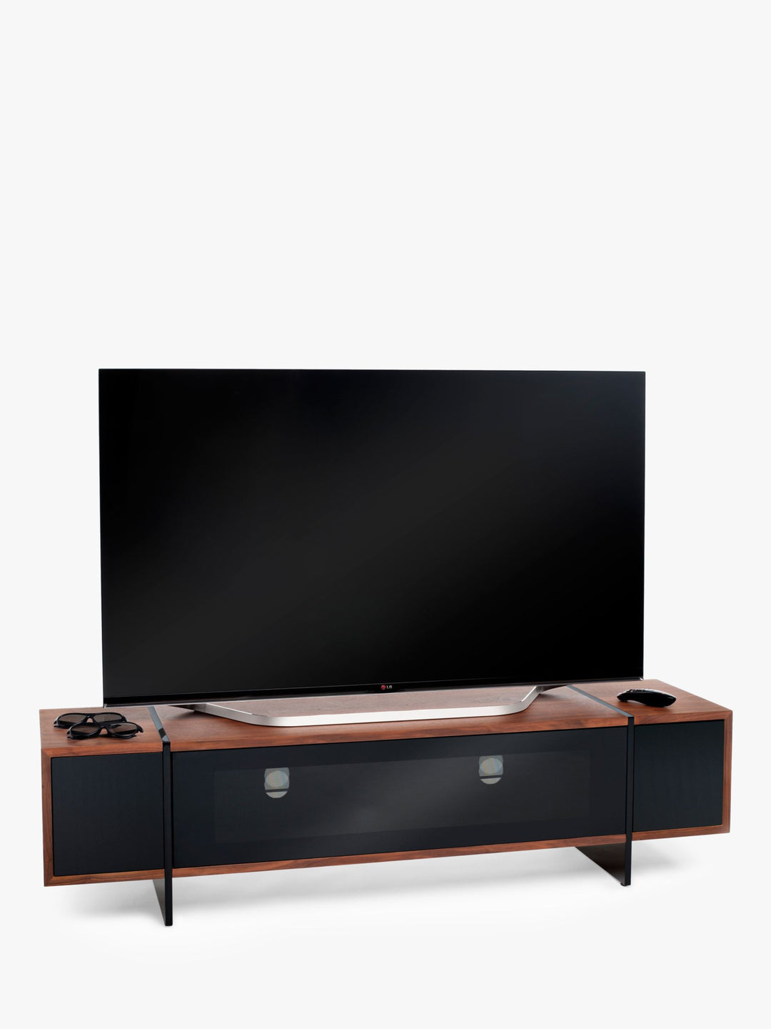 AVF Edge ED160 TV Stand for TVs up to 84", Walnut/Black