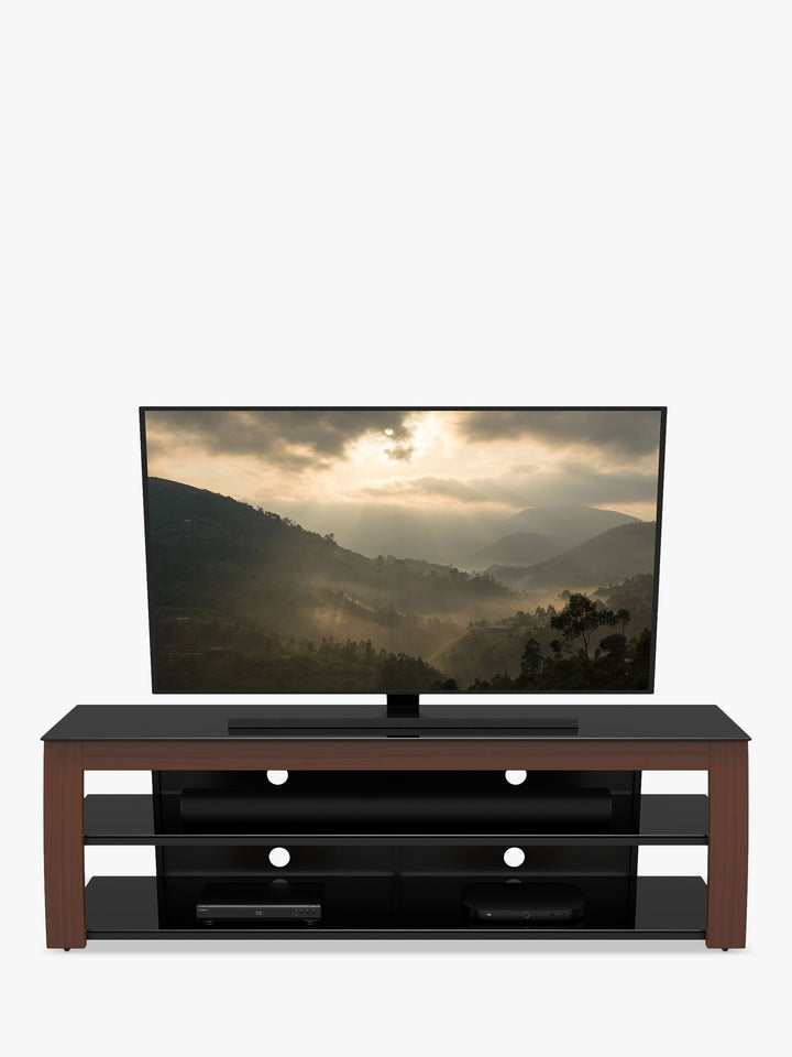 AVF Kivu 1800 TV Stand for TVs up to 90", Walnut & Black Glass