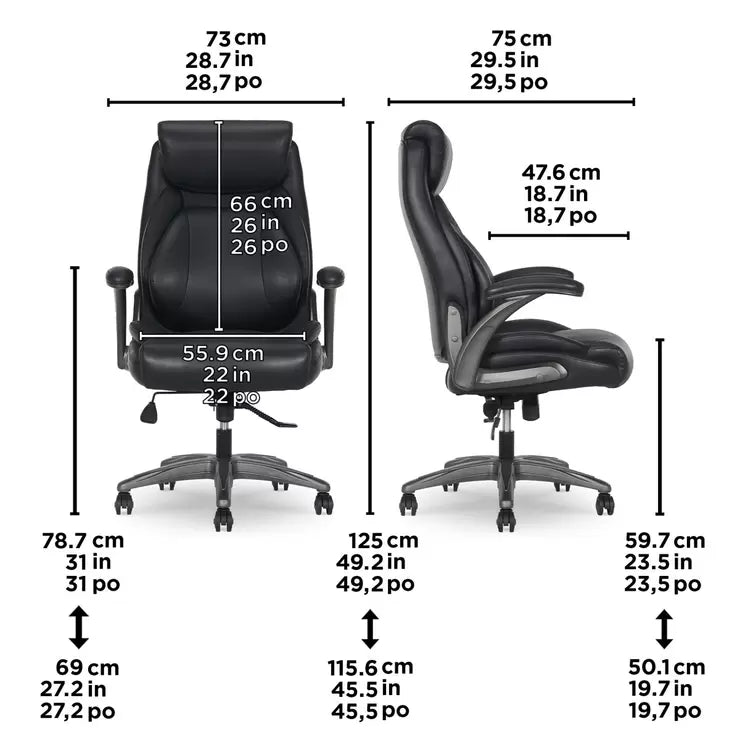 La-Z-Boy Air Lumbar Manager's Office Chair with Flip Up Arms, Black