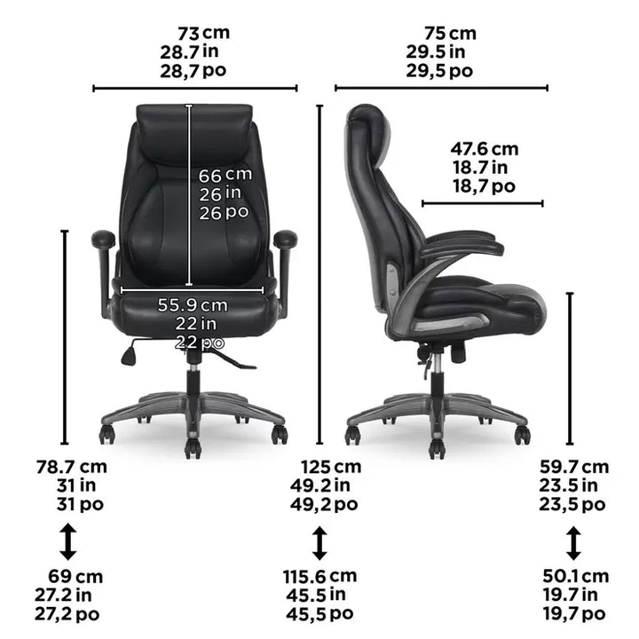 La-Z-Boy Air Lumbar Manager's Office Chair with Flip Up Arms, Black