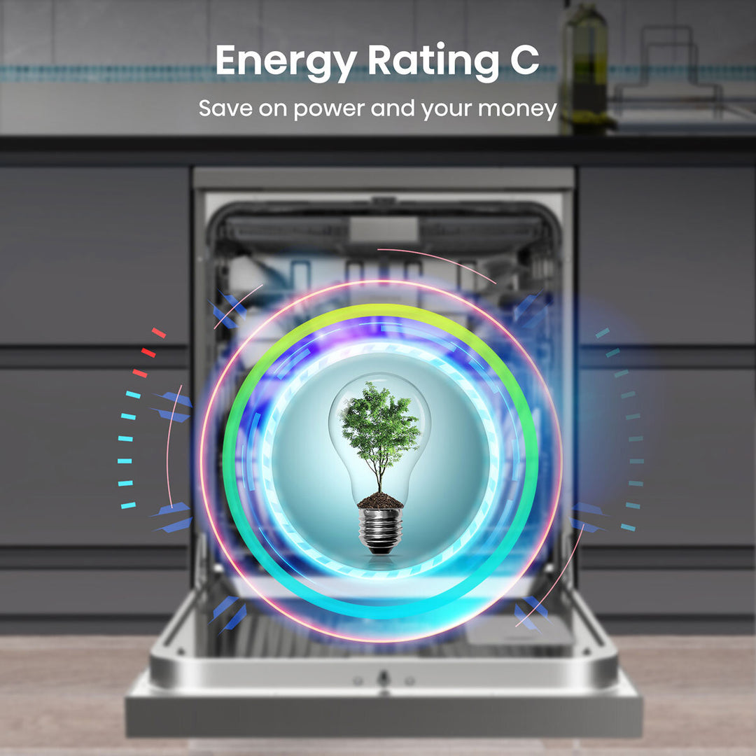 Hisense HS693C60XADUK Freestanding Dishwasher, C Rated in Stainless Steel