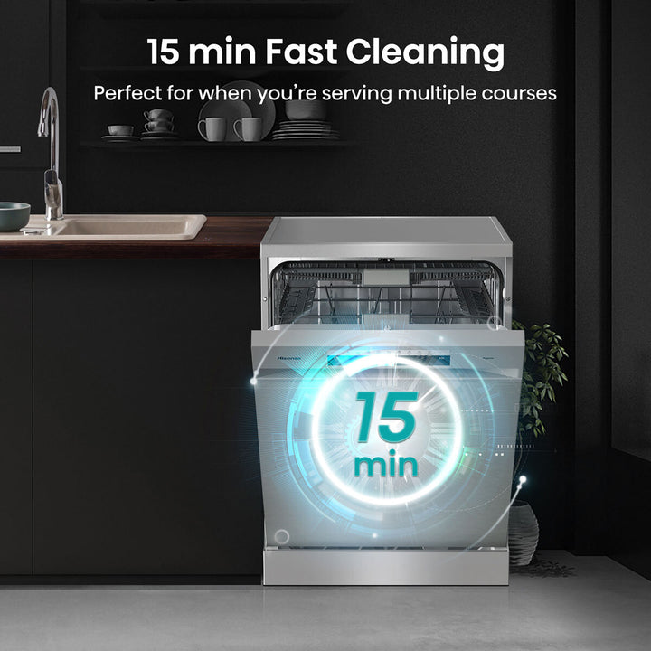 Hisense HS693C60XADUK Freestanding Dishwasher, C Rated in Stainless Steel