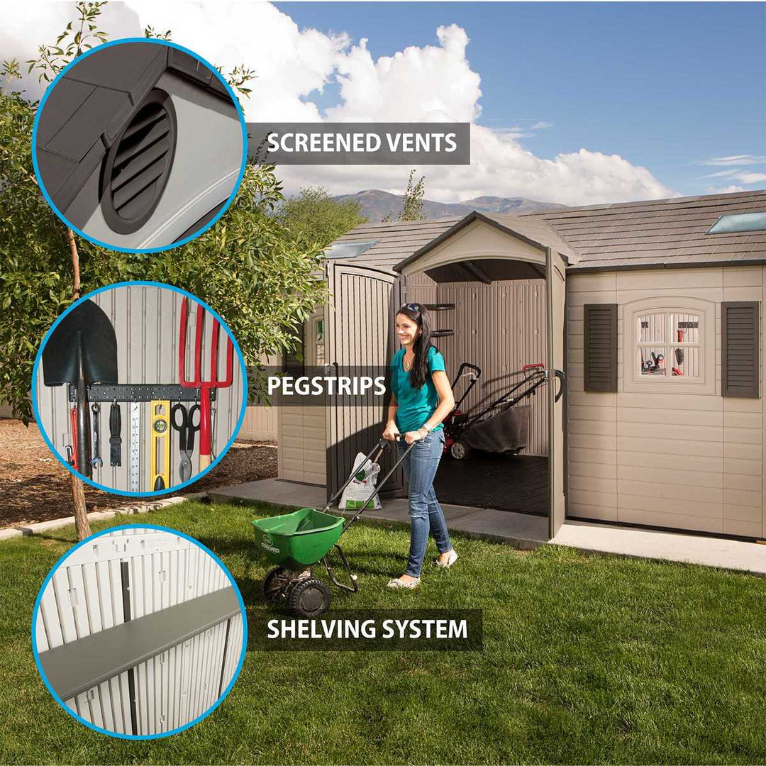 Installed Lifetime 15ft x 8ft (4.6 x 2.4m) Dual Entry Storage Shed - Model 60079 - With Expert Installation