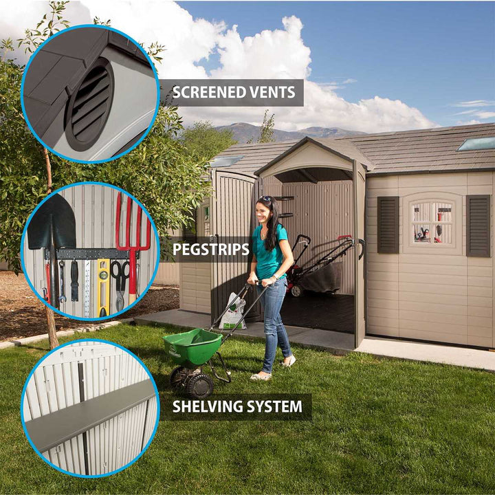 Installed Lifetime 15ft x 8ft (4.6 x 2.4m) Dual Entry Storage Shed - Model 60079 - With Expert Installation