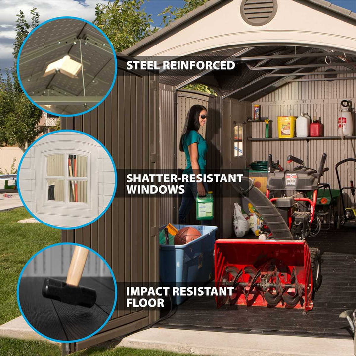 Installed Lifetime 15ft x 8ft (4.6 x 2.4m) Dual Entry Storage Shed - Model 60079 - With Expert Installation
