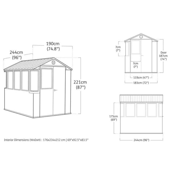 Keter 6ft 3" x 8ft (1.9 x 2.4m) Potting Shed