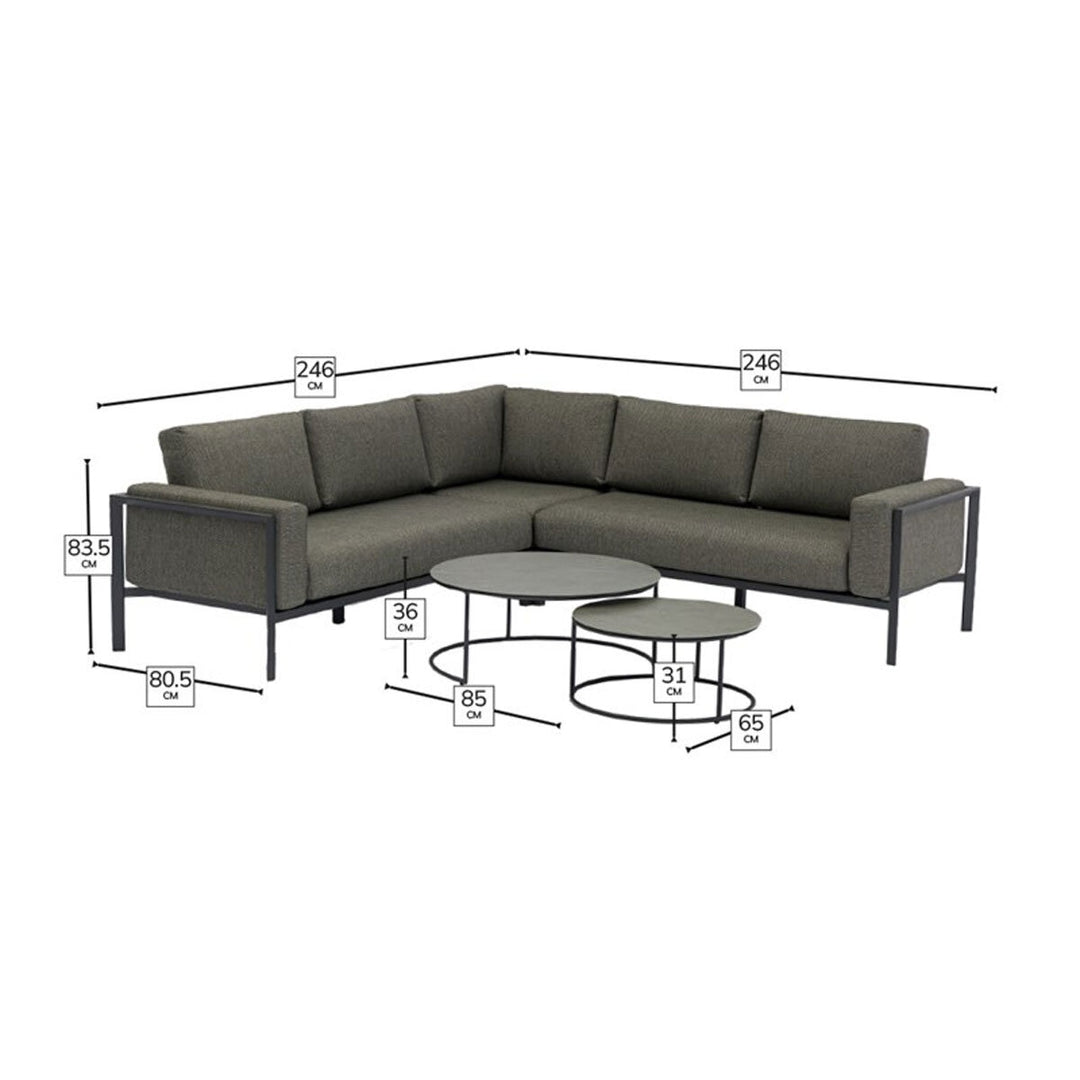 Bramblecrest Brisbane Modular Corner Sofa Patio Set with Duo Nested Coffee Table