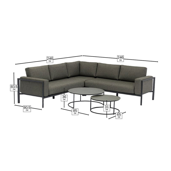 Bramblecrest Brisbane Modular Corner Sofa Patio Set with Duo Nested Coffee Table