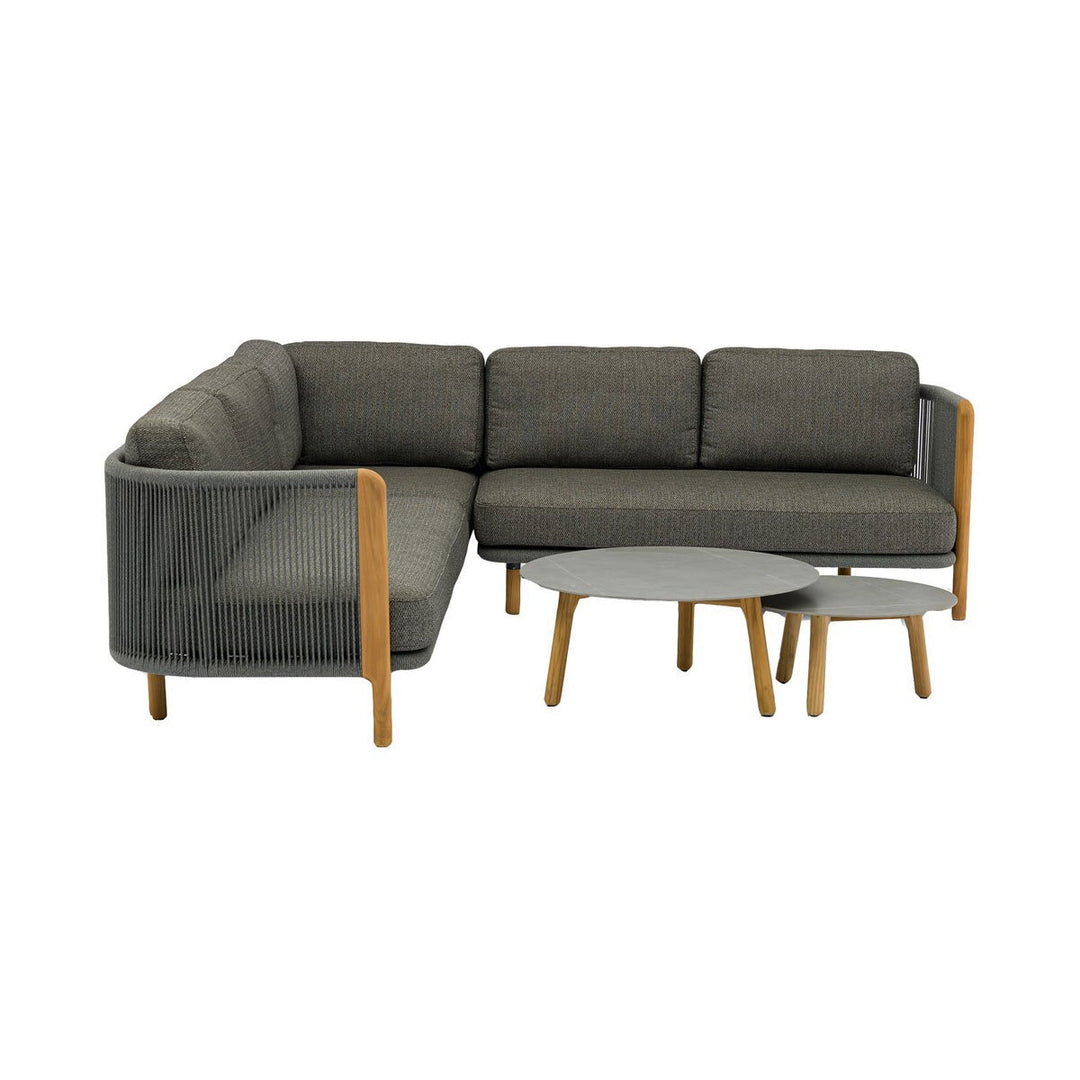 Bramblecrest Copenhagen Corner Sofa Patio Set with Duo Round Coffee Tables