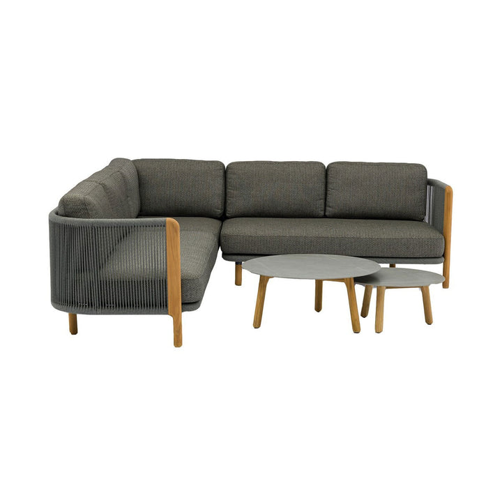 Bramblecrest Copenhagen Corner Sofa Patio Set with Duo Round Coffee Tables