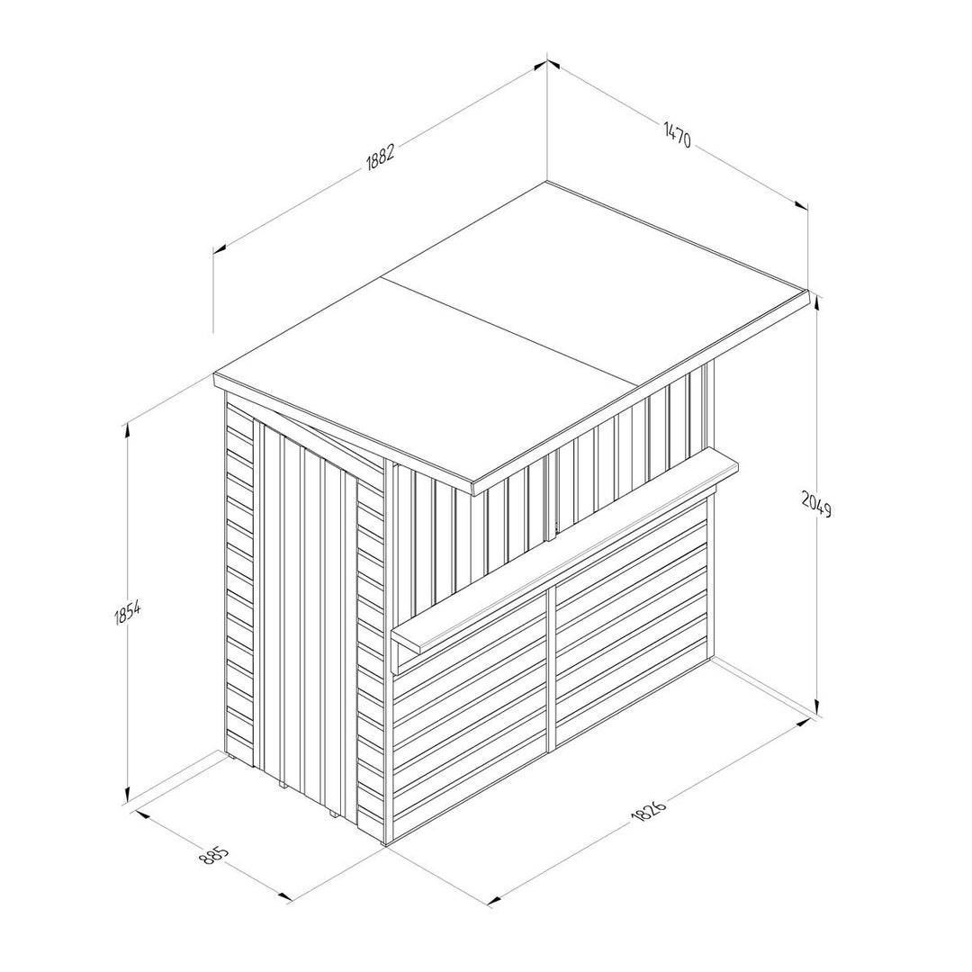 Forest Garden 6ft x 3ft (1.8 x 0.9m) Wooden Garden Bar Entertainment Shed