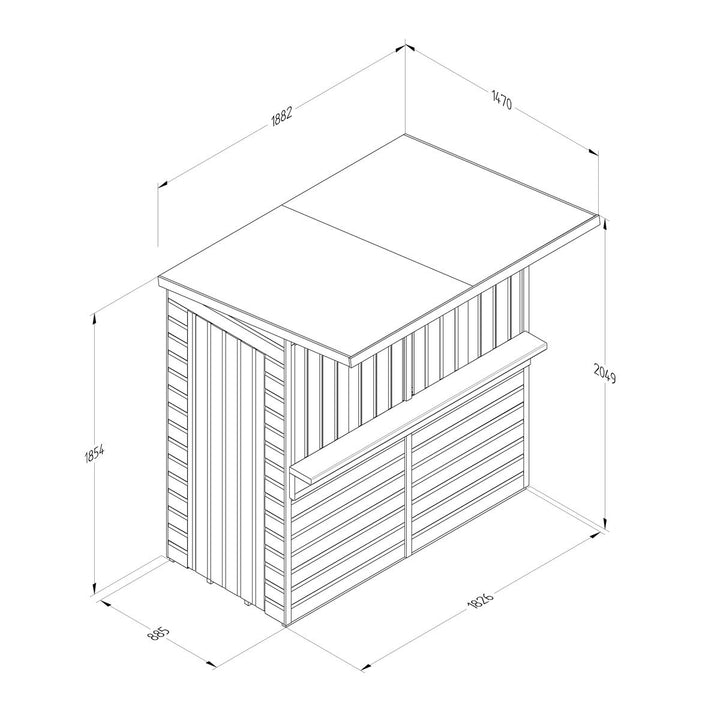 Forest Garden 6ft x 3ft (1.8 x 0.9m) Wooden Garden Bar Entertainment Shed