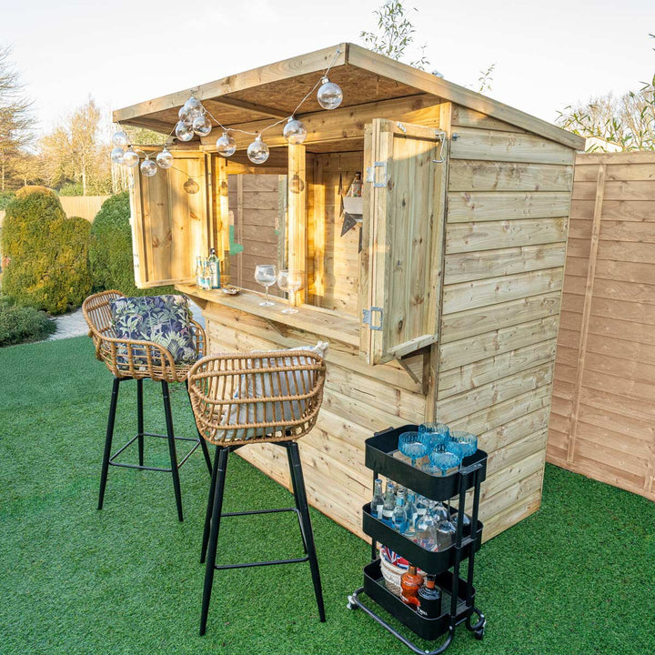 Forest Garden 6ft x 3ft (1.8 x 0.9m) Wooden Garden Bar Entertainment Shed