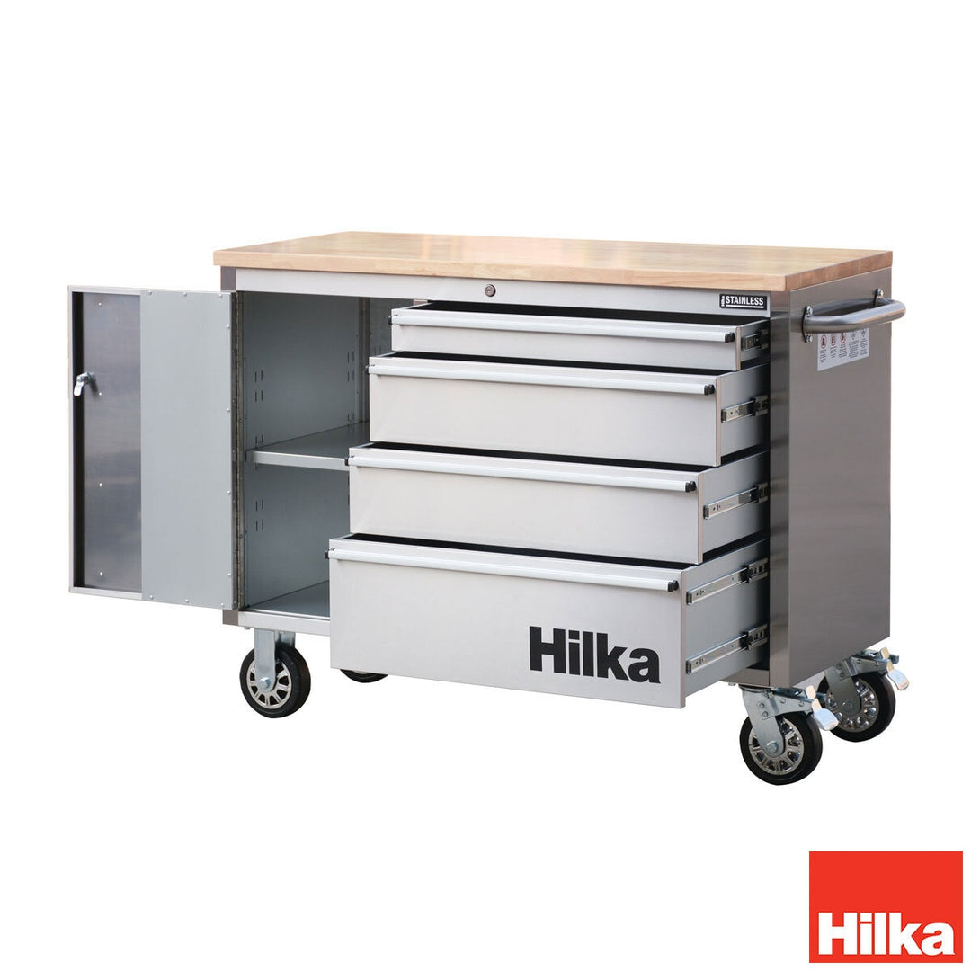 Hilka 48" 4 Drawer Stainless Steel Tool Cabinet