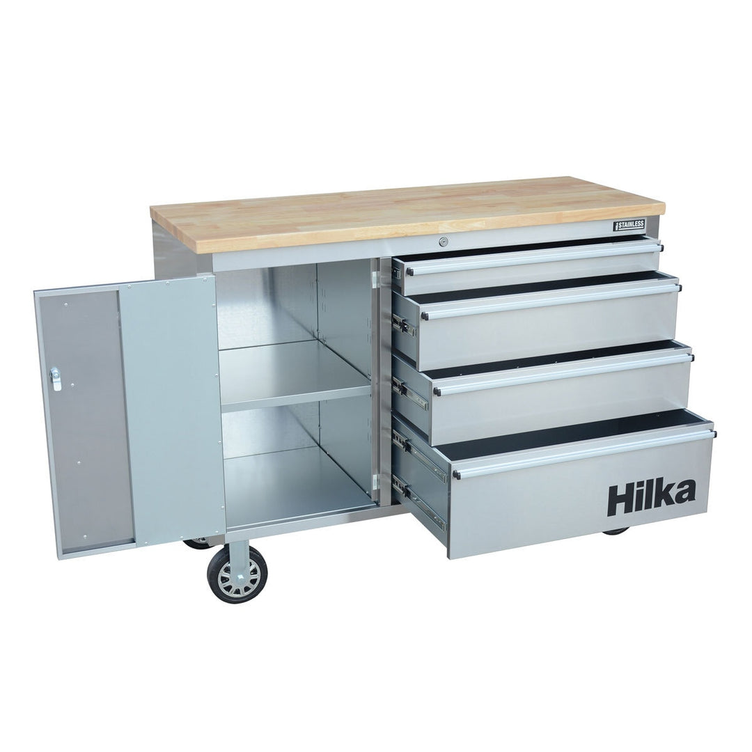 Hilka 48" 4 Drawer Stainless Steel Tool Cabinet