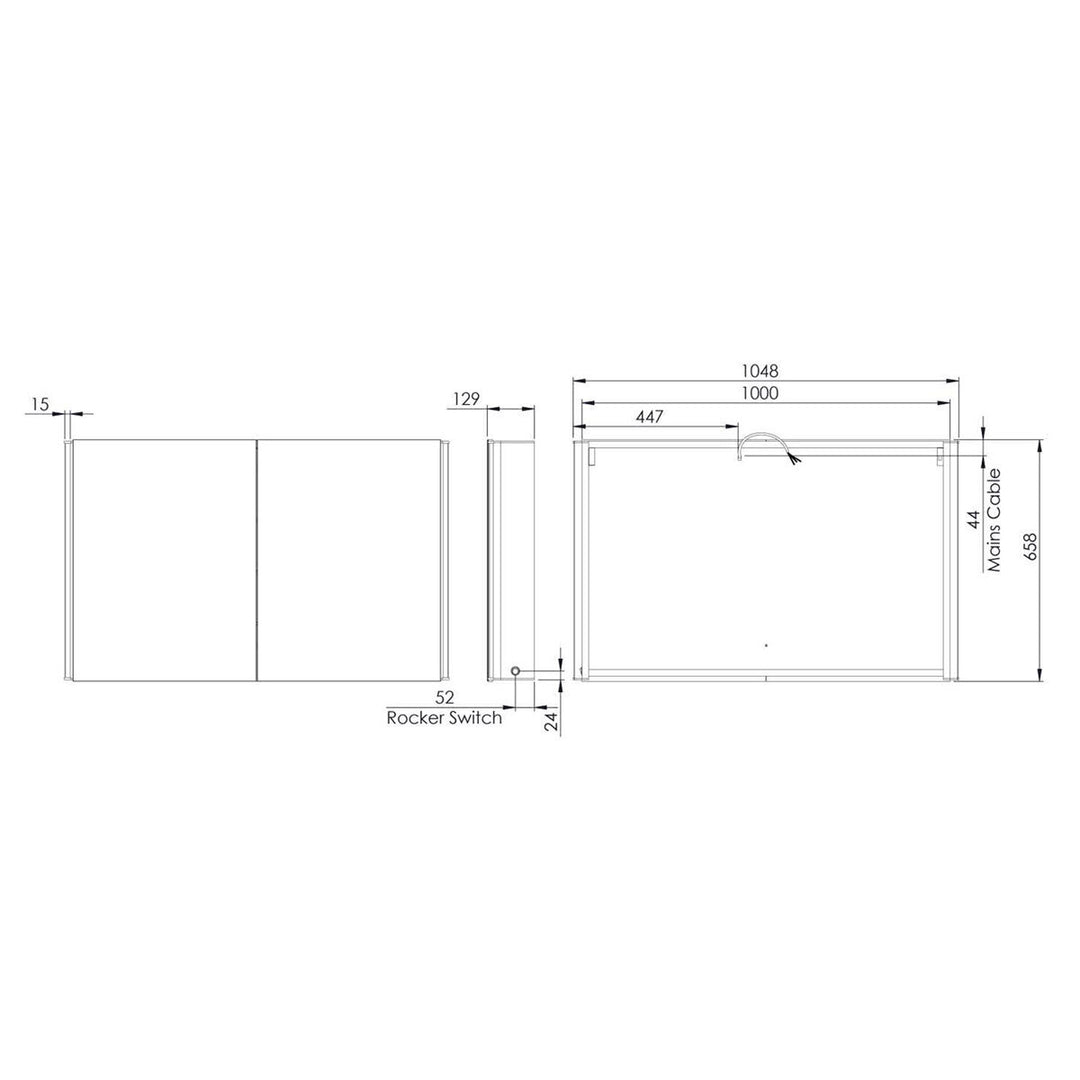 Tavistock Endure 2 Door Mirror Cabinet, 65.8 x 104.8 x 12.9 cm