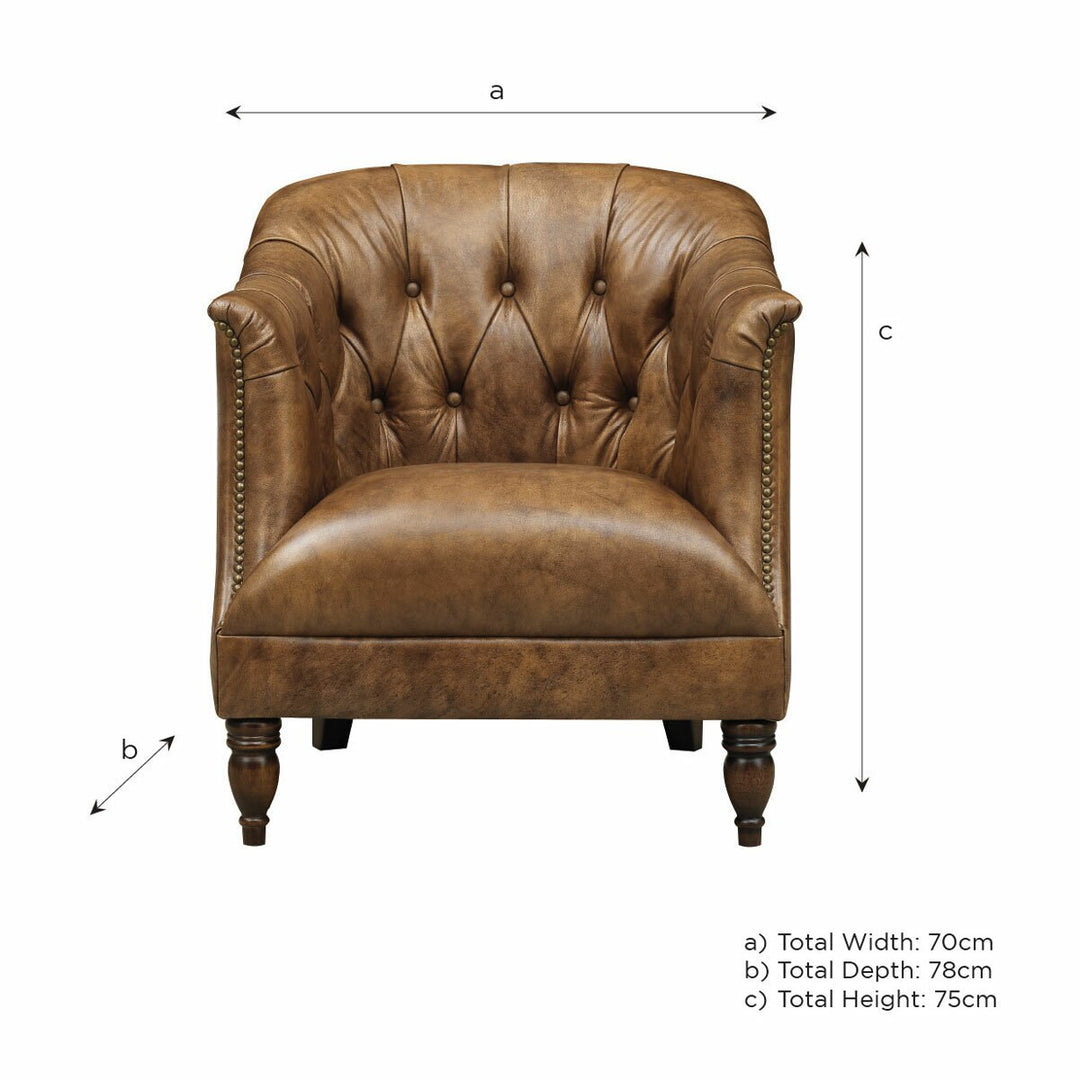 Harrington Brown Leather Armchair
