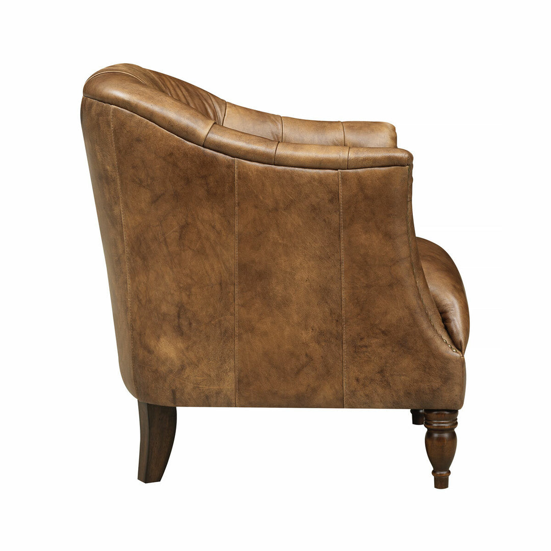 Harrington Brown Leather Armchair