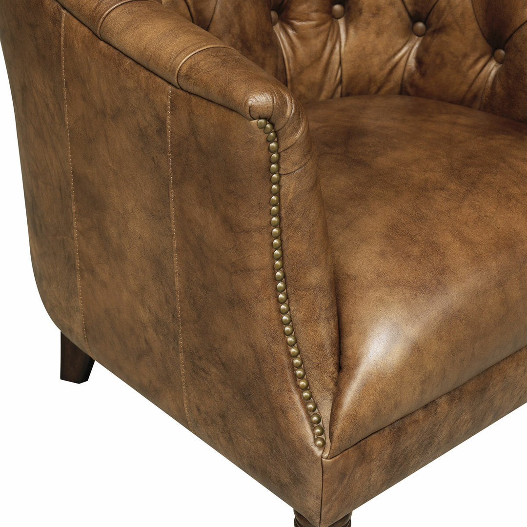 Harrington Brown Leather Armchair
