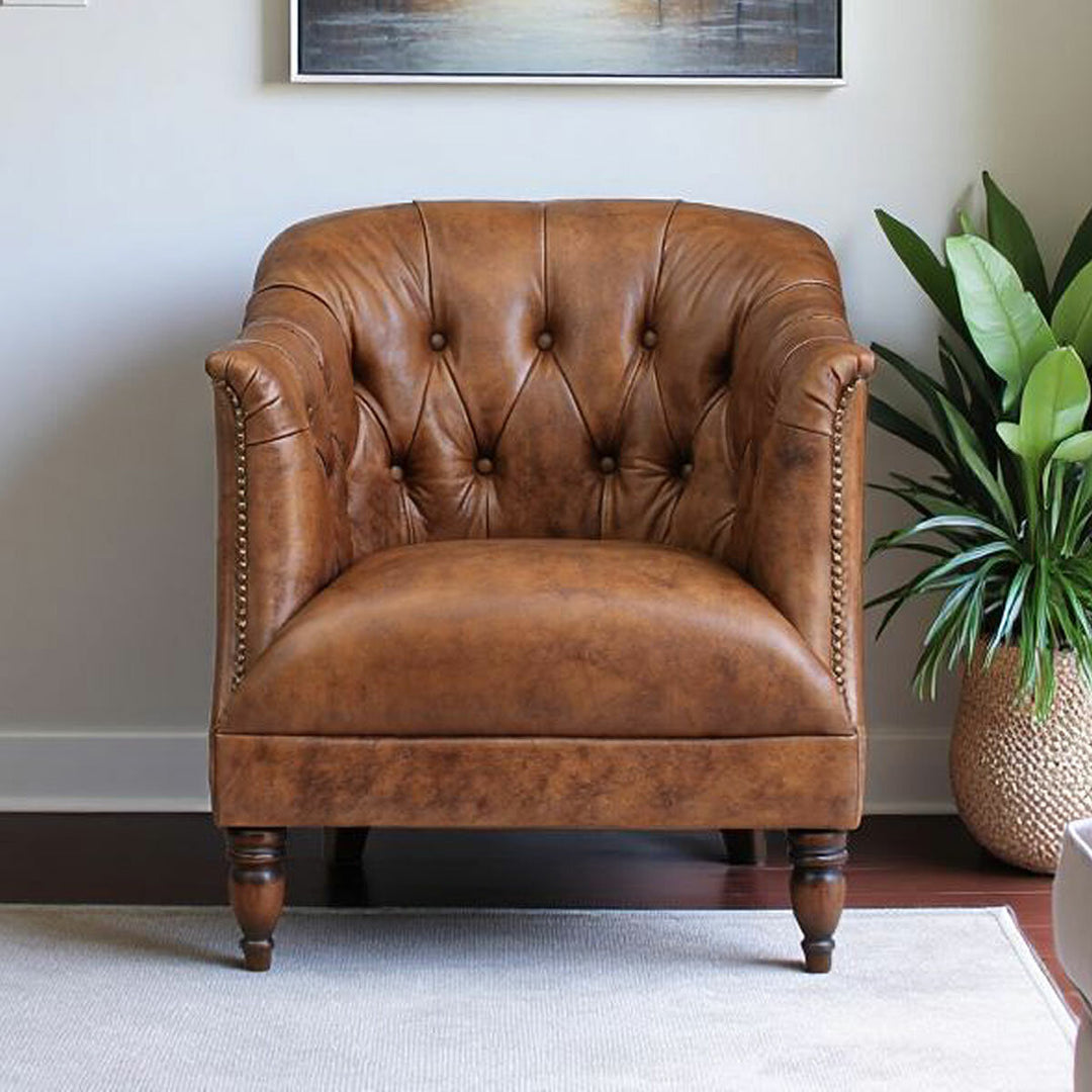 Harrington Brown Leather Armchair
