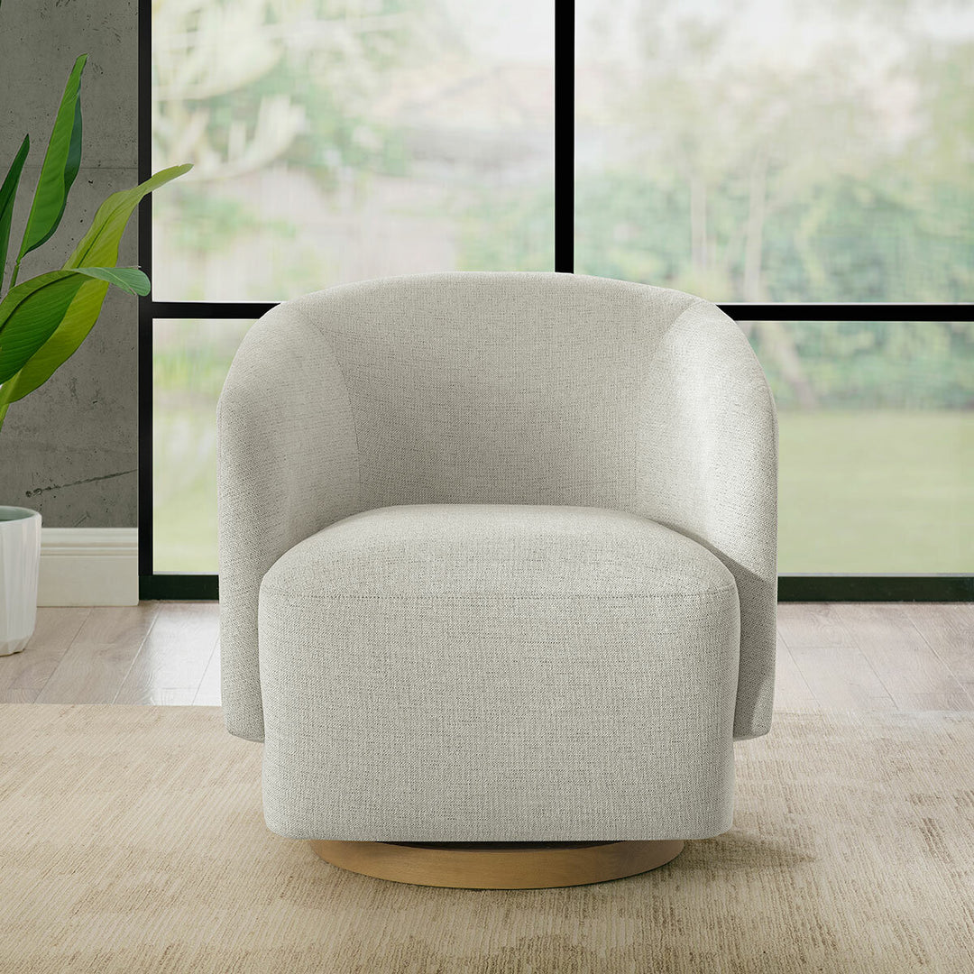 Henredon Murphy Light Grey Fabric Swivel Chair