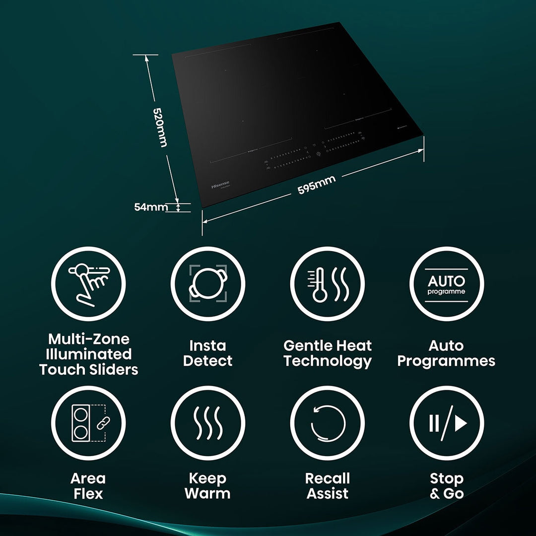 Hisense Hi6 HI6442BSCWF 60cm Induction Hob with Area Flex, in Black