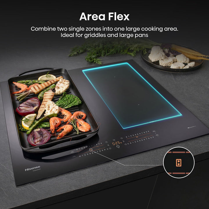 Hisense Hi6 HI6442BSCWF 60cm Induction Hob with Area Flex, in Black