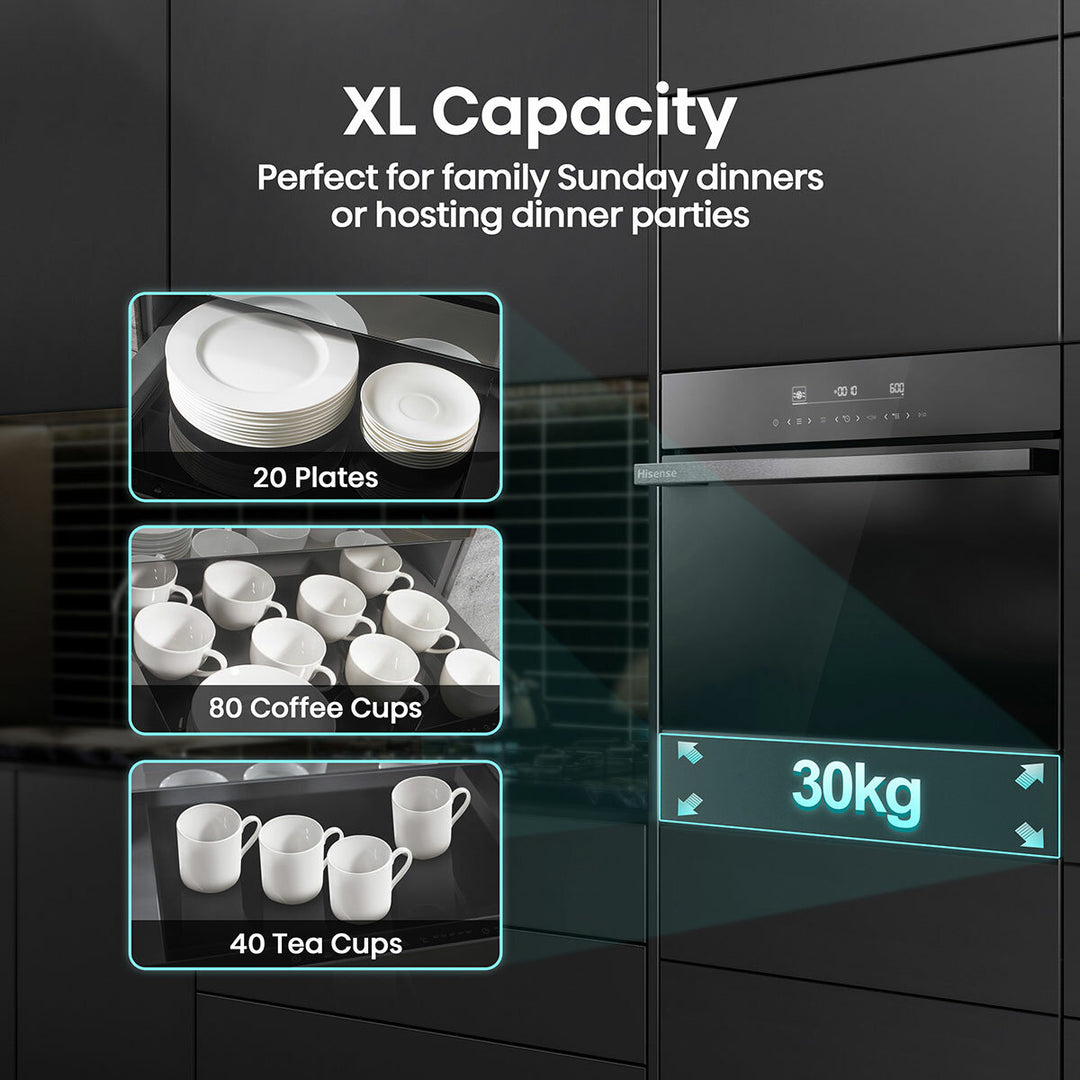 Hisense WDH14BG Built-In Warming Drawer with Touch Control, in Jet Black
