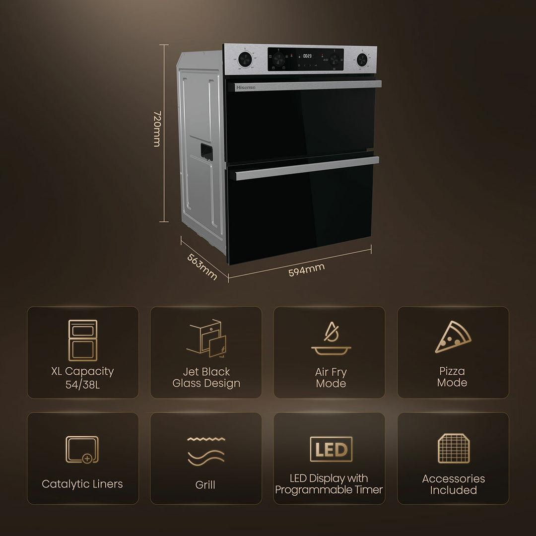 Hisense Hi6 BUD714221CX Electric Built-Under Double Oven, A Rated in Stainless Steel