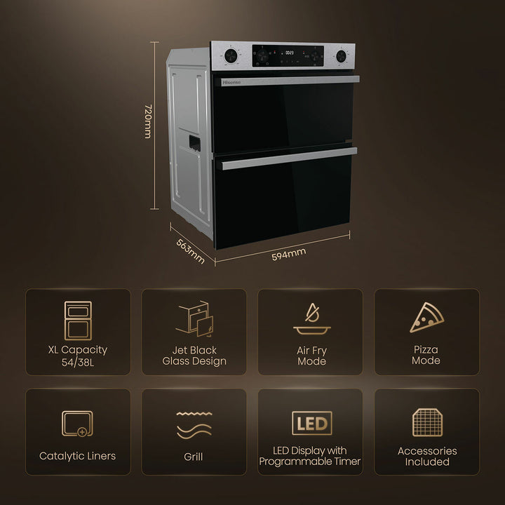 Hisense Hi6 BUD714221CX Electric Built-Under Double Oven, A Rated in Stainless Steel
