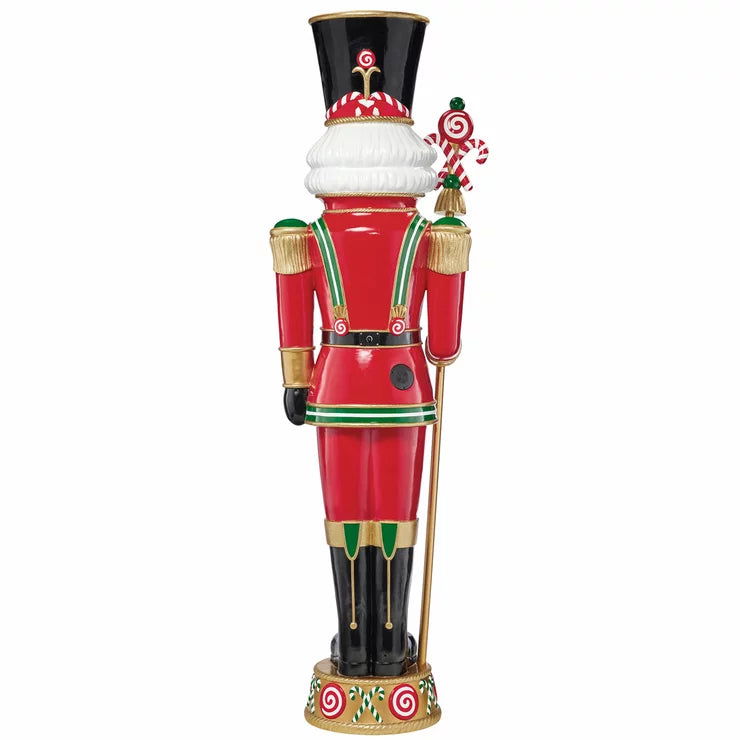 8ft Pre-lit Resin Candy Cane Nutcracker with 42 colour LED and Music