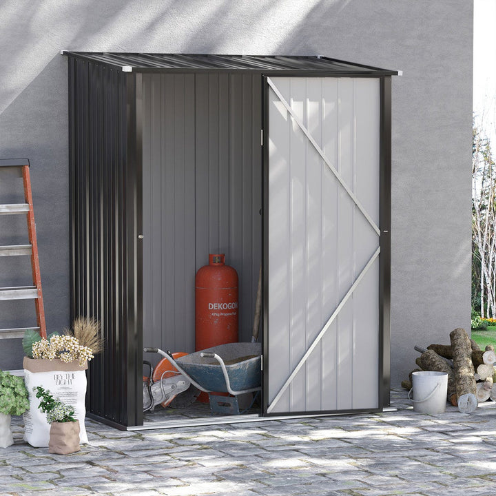 Outsunny 5ft x 3ft Outdoor Storage Shed, Garden Metal Storage Shed with Single Lockable Door - Charcoal Grey