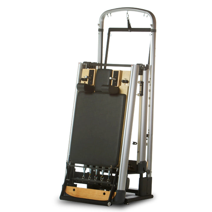 Complete Deluxe Folding Reformer with Integrated Tower and Mat System, Adjustable Carriage, Push-Through Bar, Spring Kit, and Aluminum Frame for Professional Pilates Training