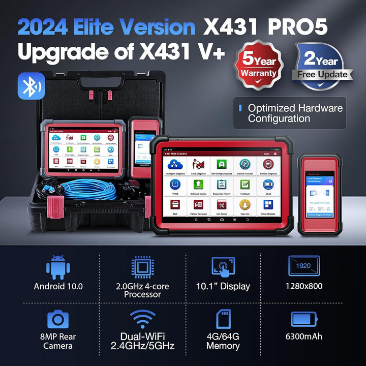 LAUNCH X431 PRO5 Scan Tool, J2534 Reprogramming Tool, ECU Online Coding, Topology Mapping, Upgraded of X431 V+, Bi-Directional Diagnostic Scanner, with SmartBox 3.0 CANFD & DOIP, 2 Years Update