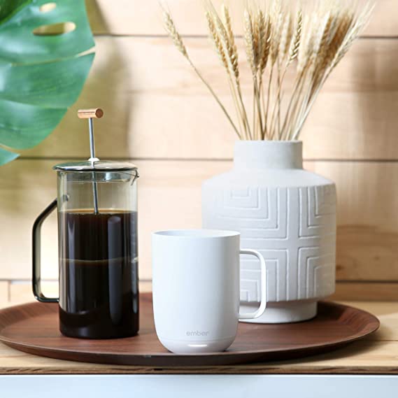 Ember Mug² New Temperature Control Smart Mug 2, 414 ml, White, 80 min. Battery Life – App Controlled Heated Coffee Mug – Improved Design