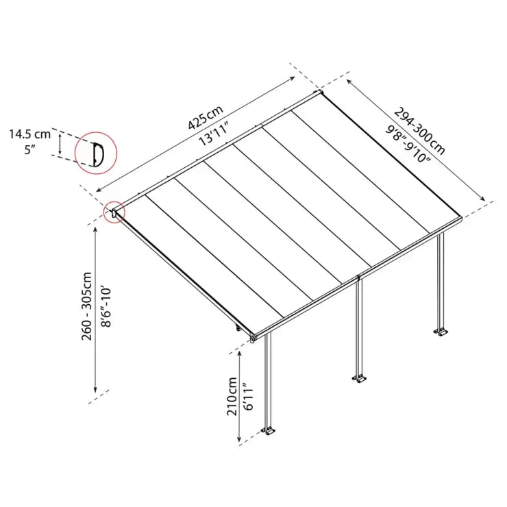 Palram Canopia Feria 3 Veranda Patio Cover in White, 3 x 4.25m