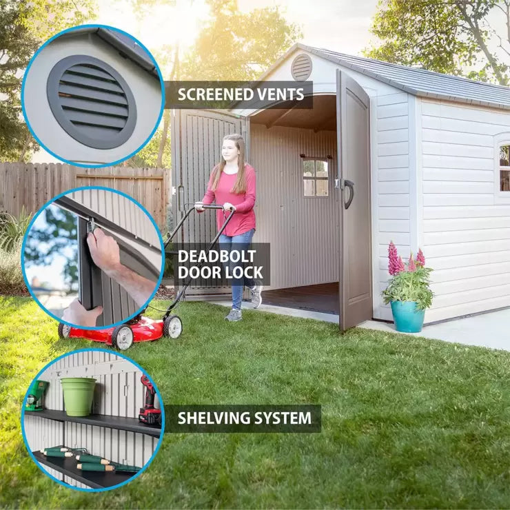 Life-times 8ft x 15ft (2.4 x 4.5m) Storage Shed - Model 60075