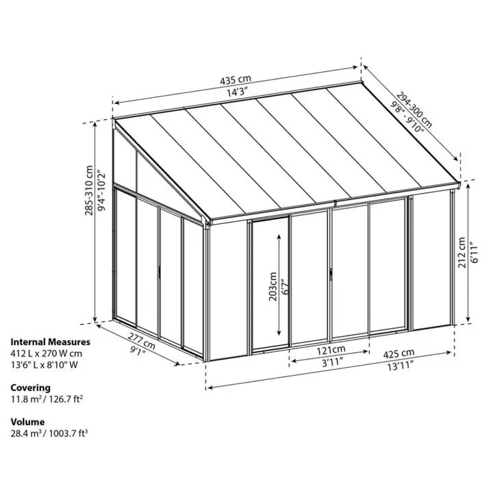 Palram  Canopia Sanremo Lean Conservatory Colour White Powder Coated Aluminium Perfect