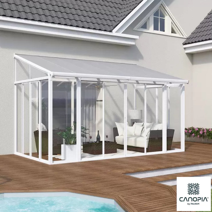 Palram  Canopia Sanremo Lean Conservatory Colour White Powder Coated Aluminium Perfect