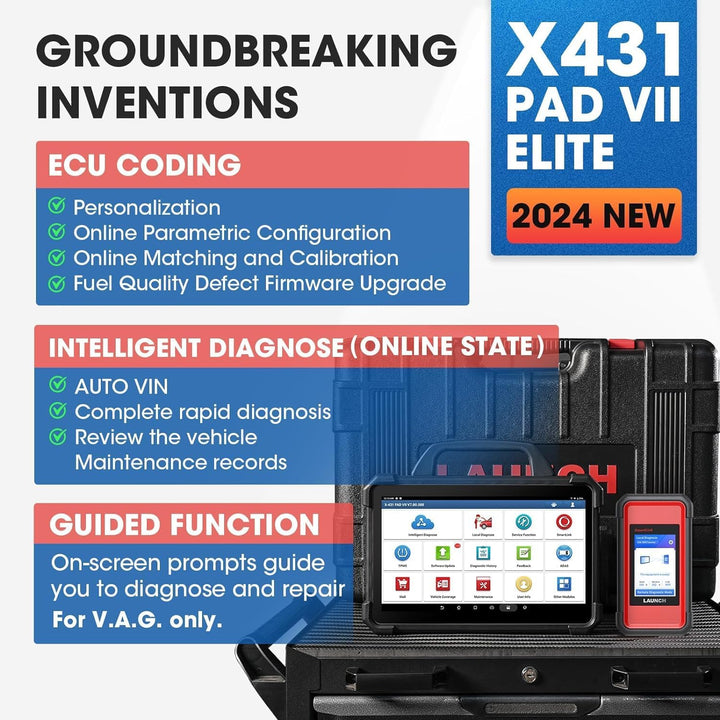 LAUNCH X431 PAD VII, 2023 J2534 Reprogramming Tool, ECU Online Coding, Topology Map Intelligent Diagnostic Scanner, 2 Years Free Update, Upgraded of X431 PAD3/ V+, 50+ Services, Bi-Directional Control