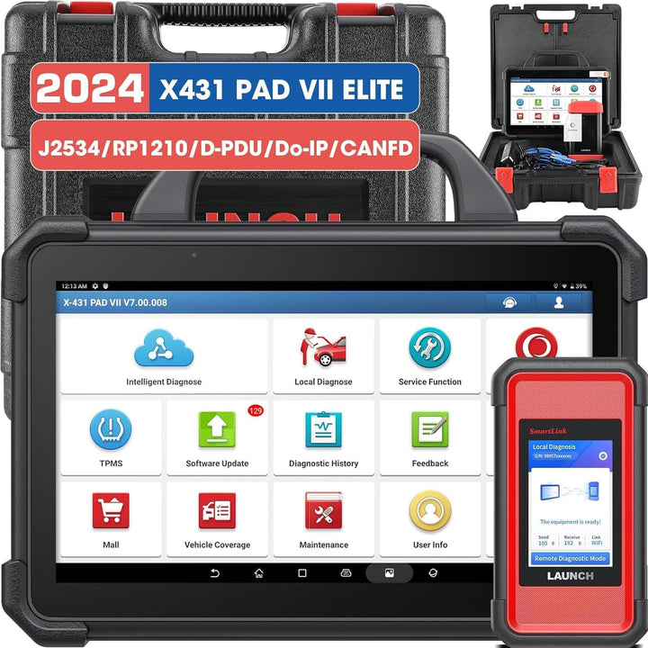 LAUNCH X431 PAD VII, 2023 J2534 Reprogramming Tool, ECU Online Coding, Topology Map Intelligent Diagnostic Scanner, 2 Years Free Update, Upgraded of X431 PAD3/ V+, 50+ Services, Bi-Directional Control