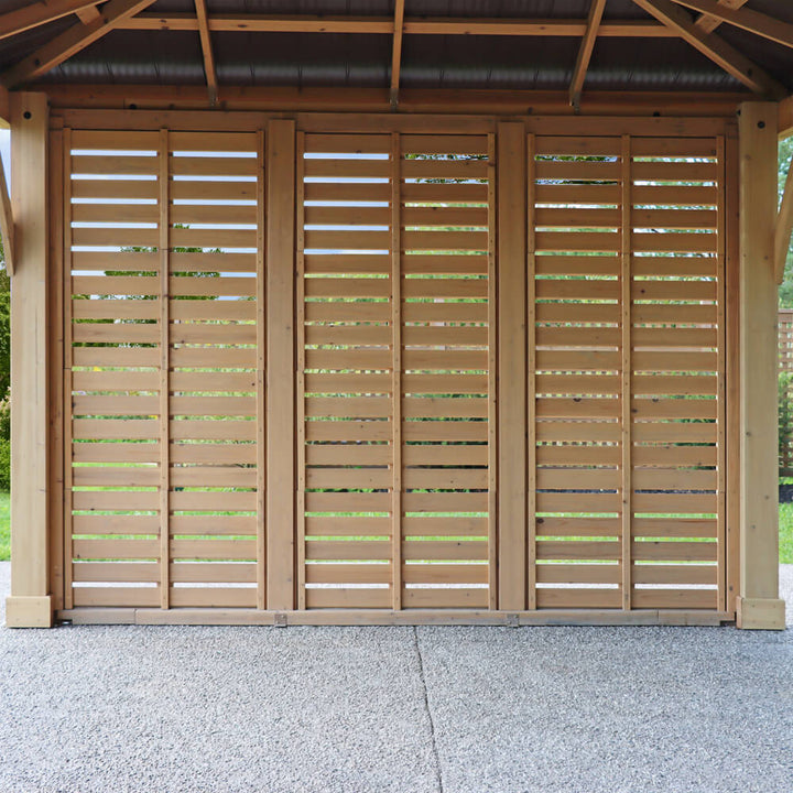 Yardistry Meridian Gazebo Privacy Wall 12ft (3.7m) with Natural Stain One Side 12ft Privacy Wall