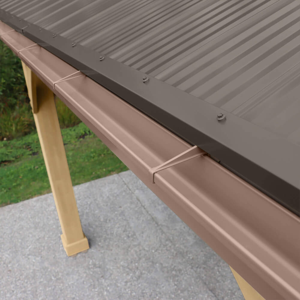 Yardistry Meridian Gazebo 14ft x 12ft (4.3 x 3.7m) With Single Privacy Wall and Gutter Pipe