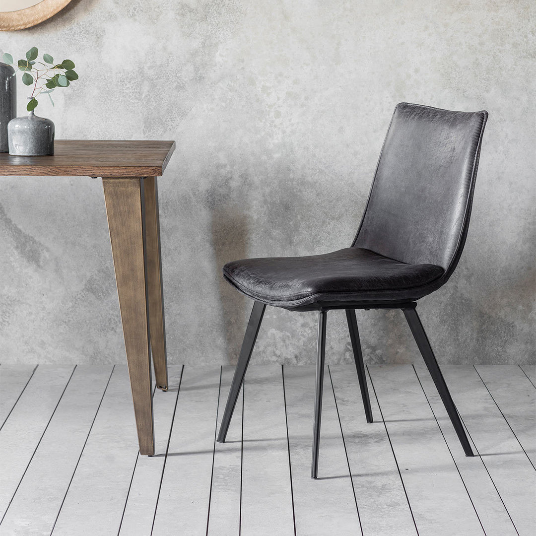 Gallery Hinks Grey Faux Leather Dining Chair, 2 Pack