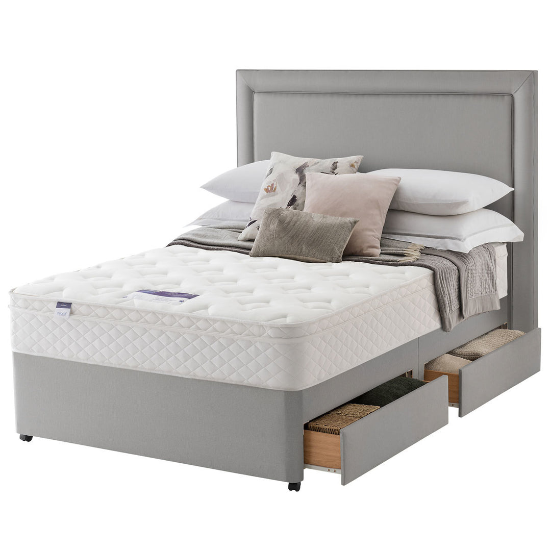Silentnight Miracoil Memory Cushion Top Mattress & Divan in Grey, Super King