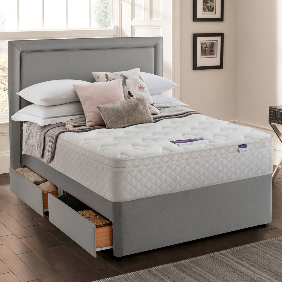 Silentnight Miracoil Memory Cushion Top Mattress & Divan in Grey, Single
