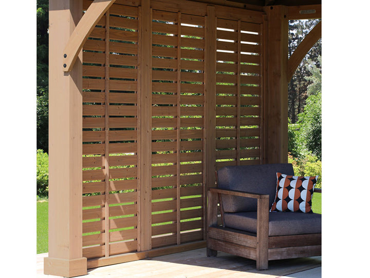 Yardistry 12ft x 12ft (3.7 x 3.7m) Cedar Gazebo with Privacy Wall & Aluminium Roof