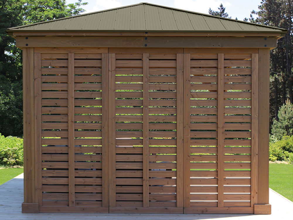 Yardistry 12ft x 12ft (3.7 x 3.7m) Cedar Gazebo with Privacy Wall & Aluminium Roof