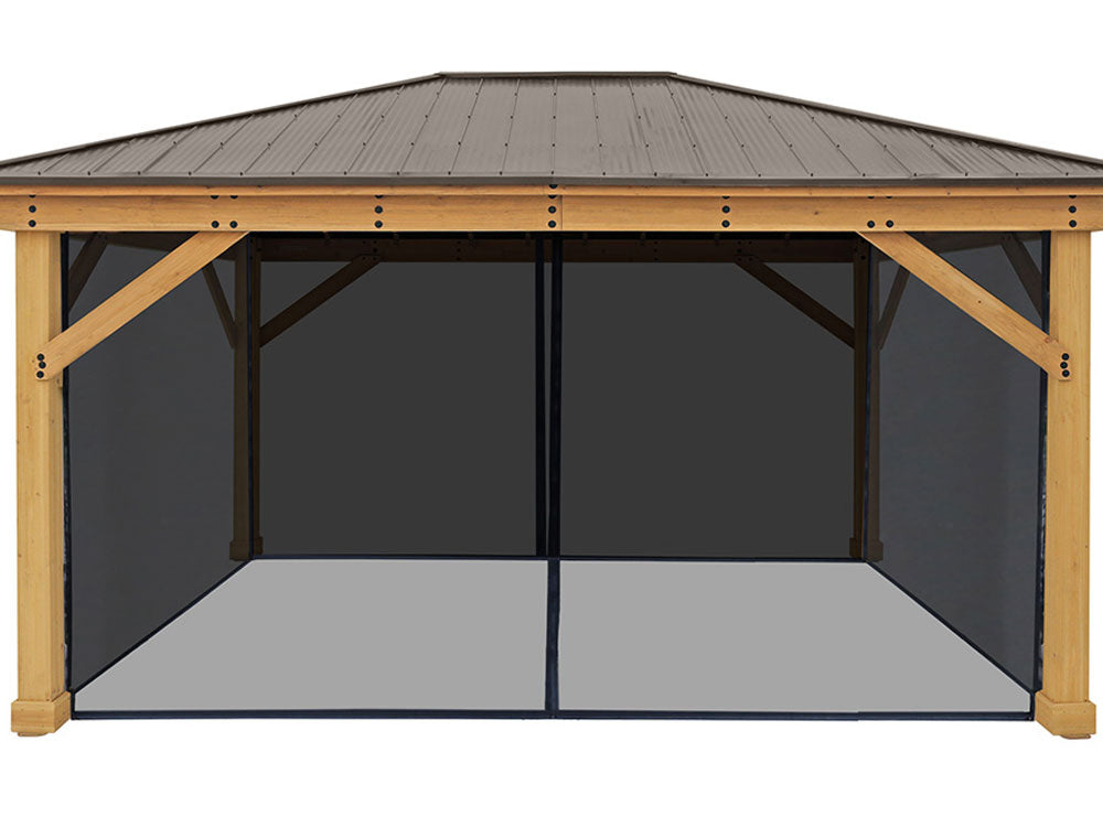 Yardistry Meridian Gazebo 12ft x 16ft (3.66m x 4.88m) with Mesh Kit
